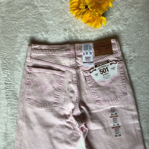Levi’s 501 Stretch Skinny Pink Jeans - Picture 5 of 8